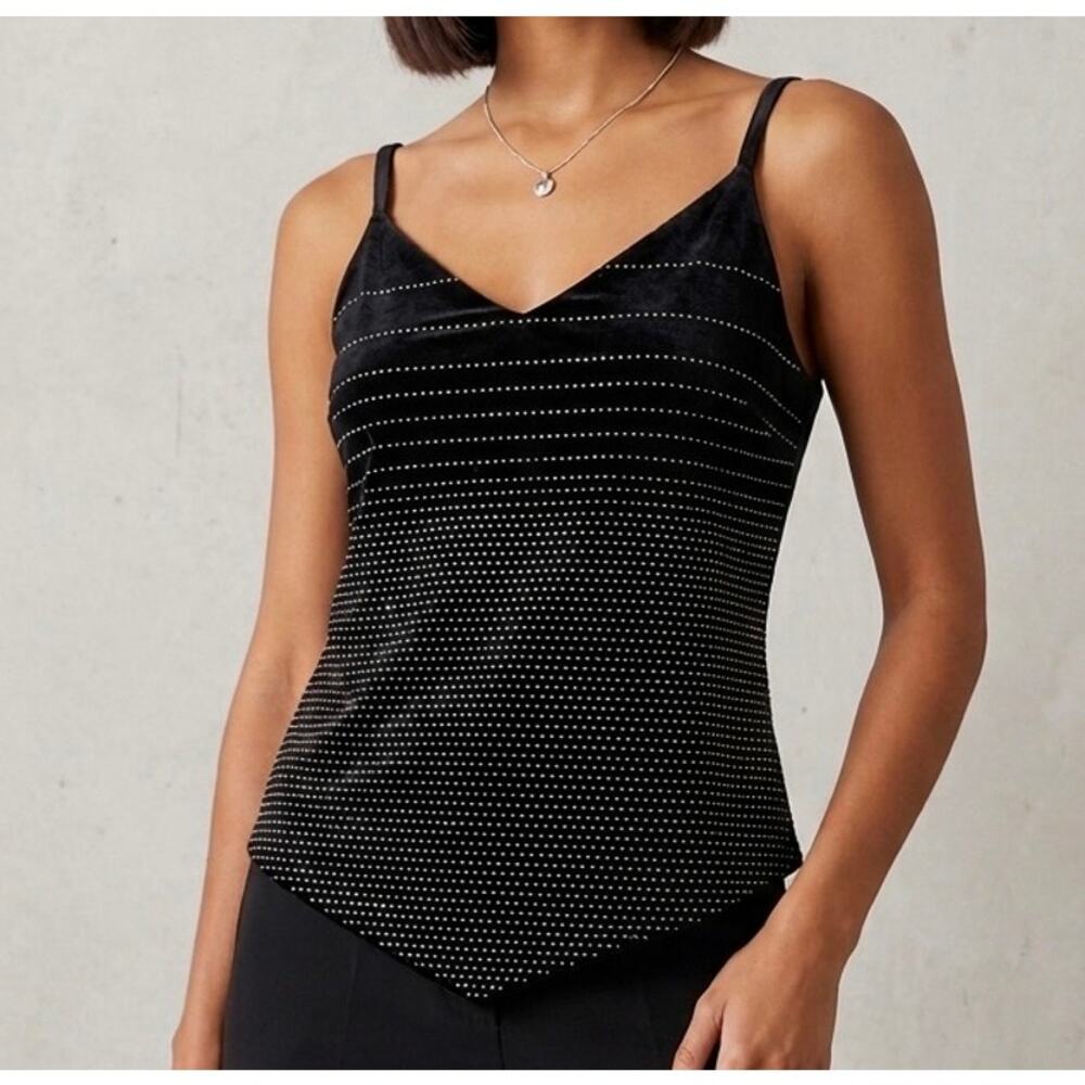 VTG CDC Evening Black Velvet Tank Top Sz 10 Sparkly Holiday NYE 90s y2k